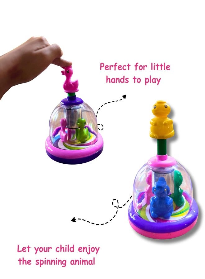 Asian Henry Spinner Educational Toy, Kids Push Button Animal Dome, Colourful Interactive Spinning Game - Image 2